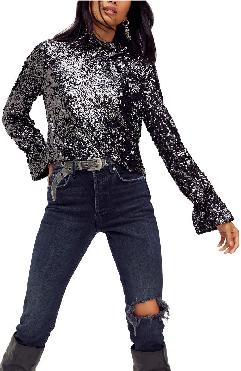 Free People Moonstruck Sequin Open Back Top, Main, color, 