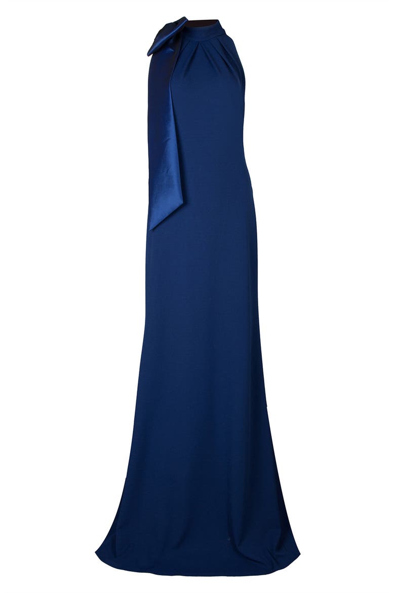 Bow Neck Gown, Alternate, color, NAVY