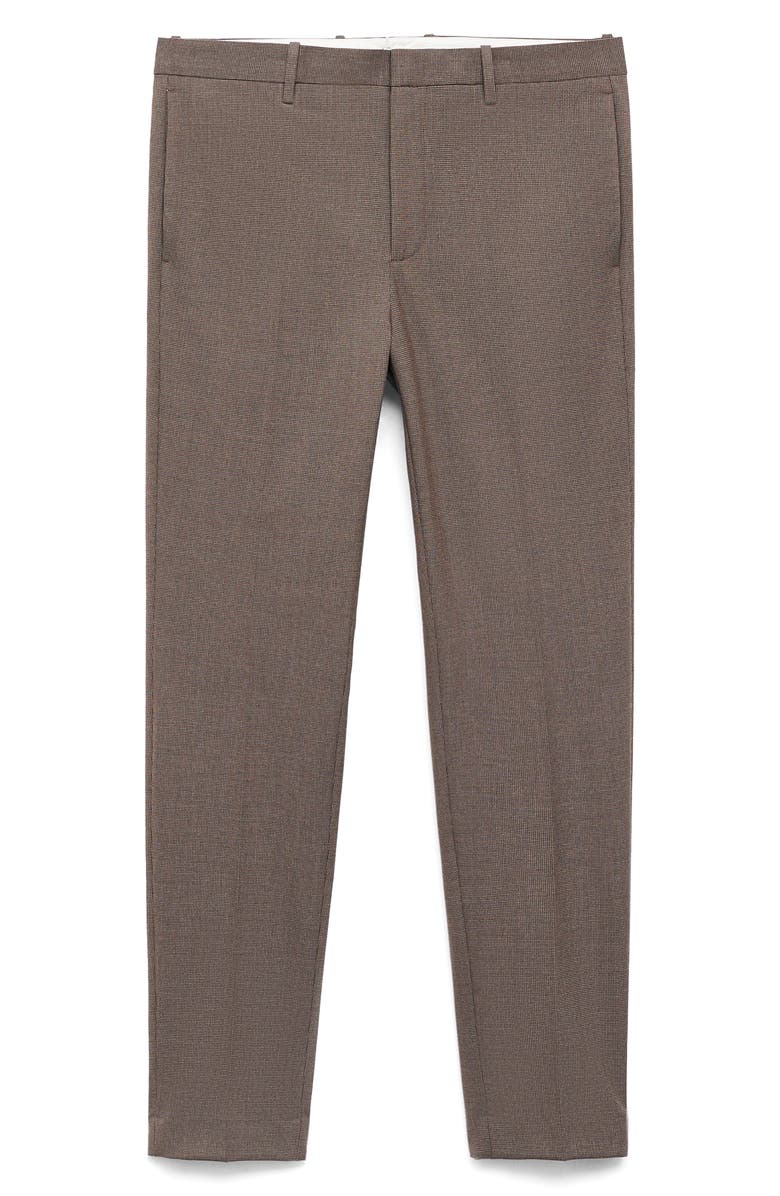 MANGO Slim Fit Flat Front Pants, Alternate, color, Brown