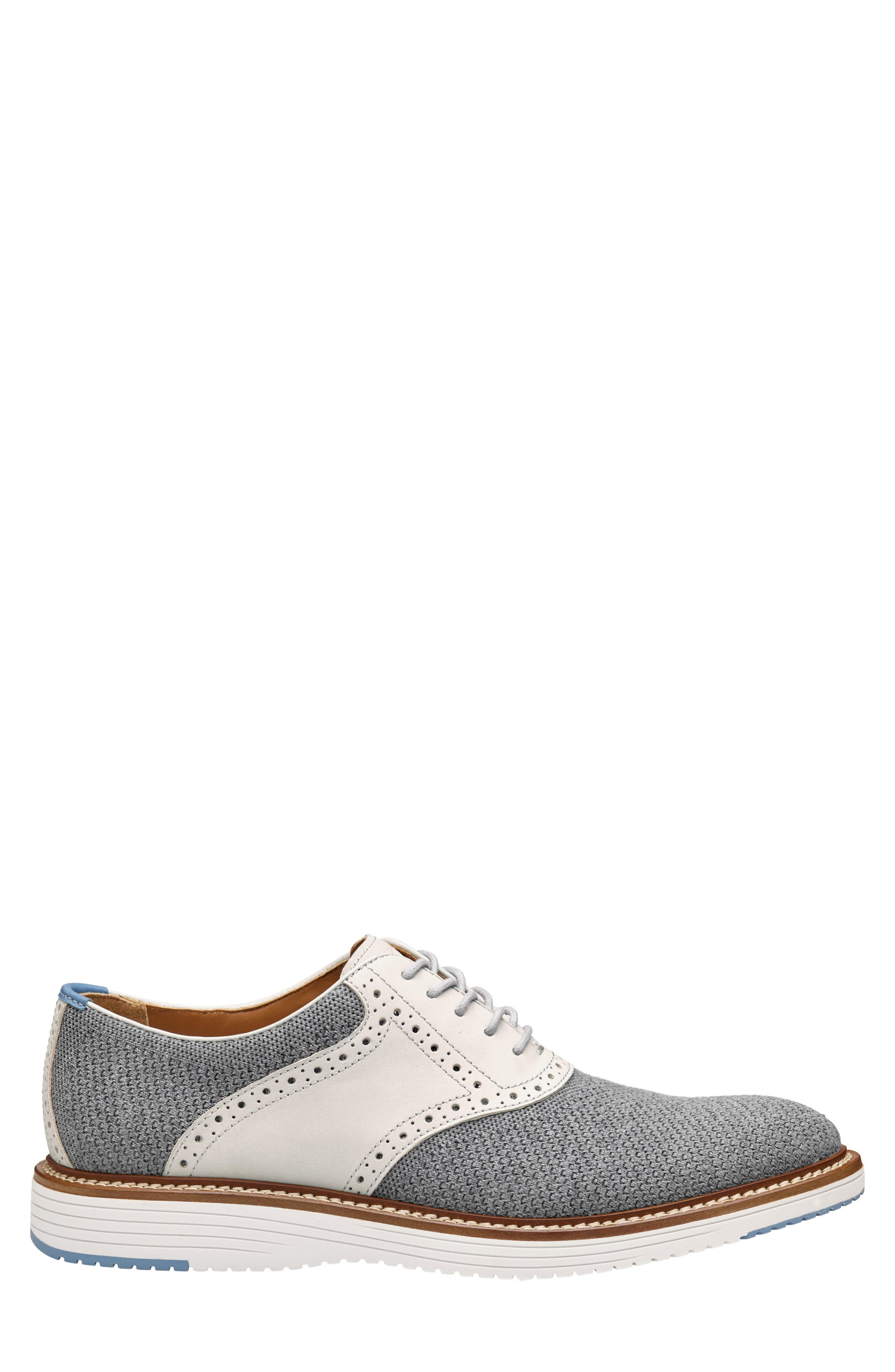 Johnston & Murphy Upton Knit Saddle Shoe, Alternate, color, Gray Knit/ Full Grain