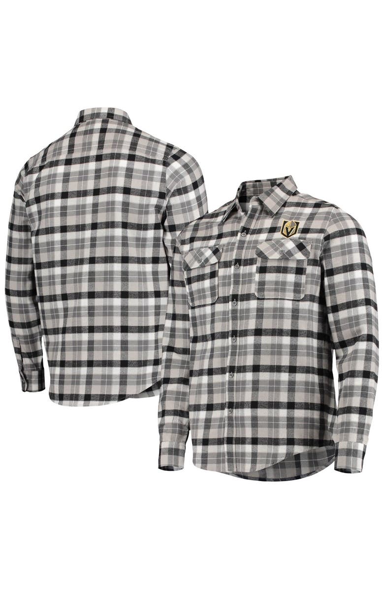 ANTIGUA Men's Antigua Black/Gray Vegas Golden Knights Ease Plaid Button-Up Long Sleeve Shirt, Main, color, Black