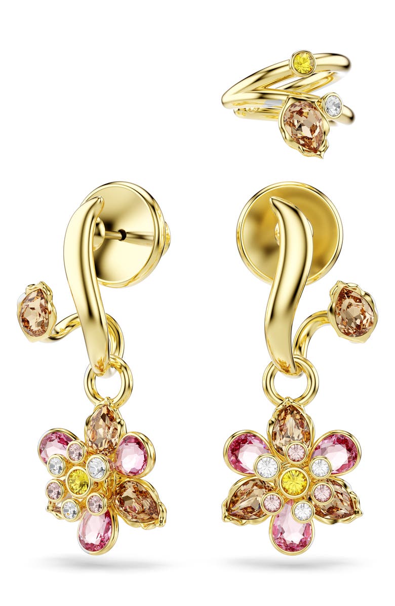 Swarovski Idyllia Floral Charm Jacket Earrings, Alternate, color, 