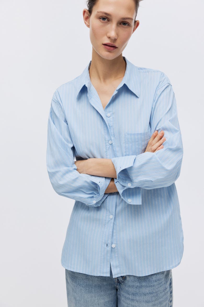 Oversized Shirt, Alternate, color, Light blue/striped