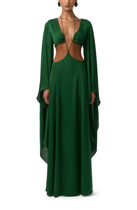 Cutout Satin Maxi Dress