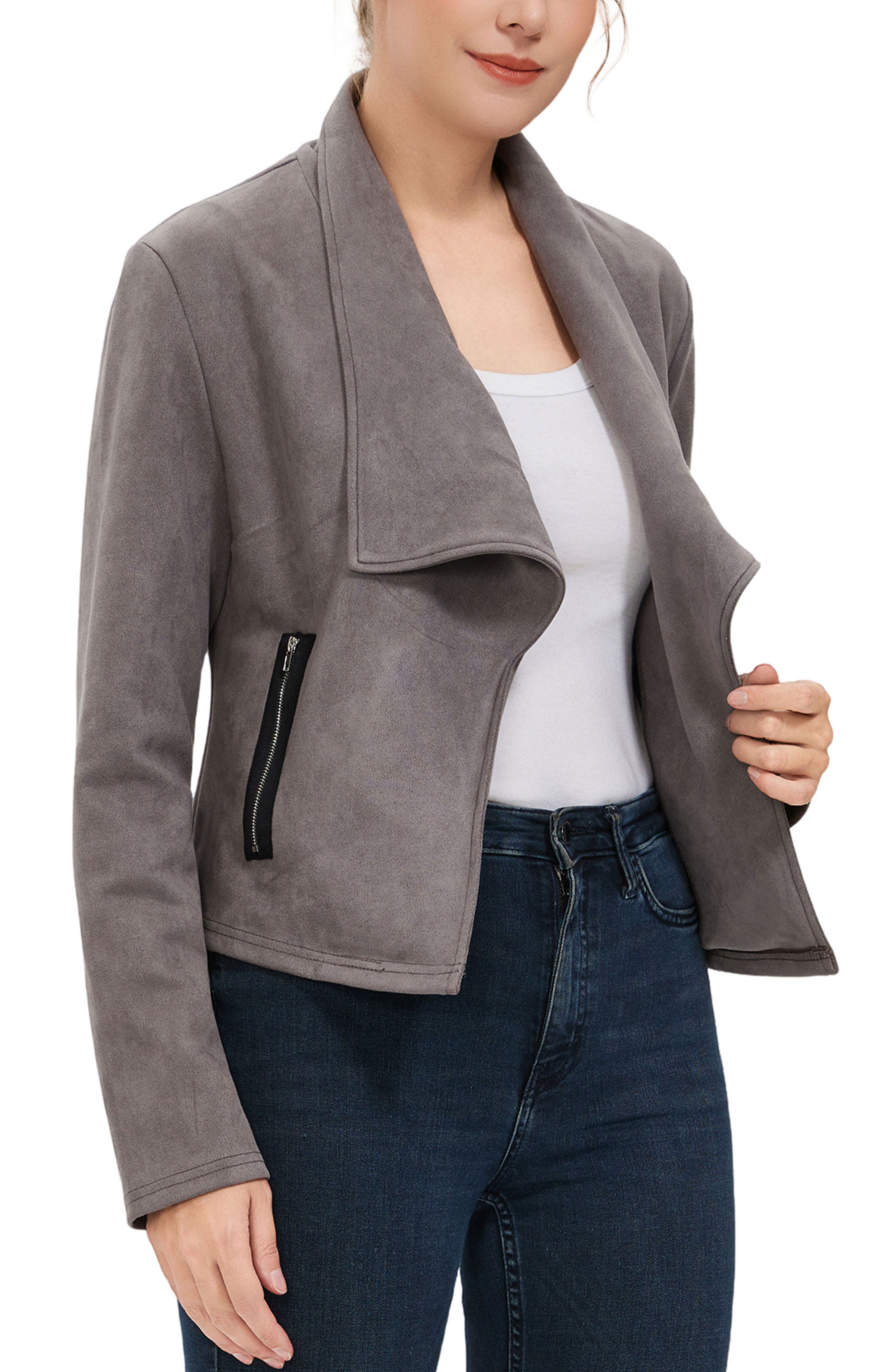 Women's Faux Suede Open Front Jacket - image 4