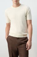 MANGO Linen Blend Rib T-Shirt