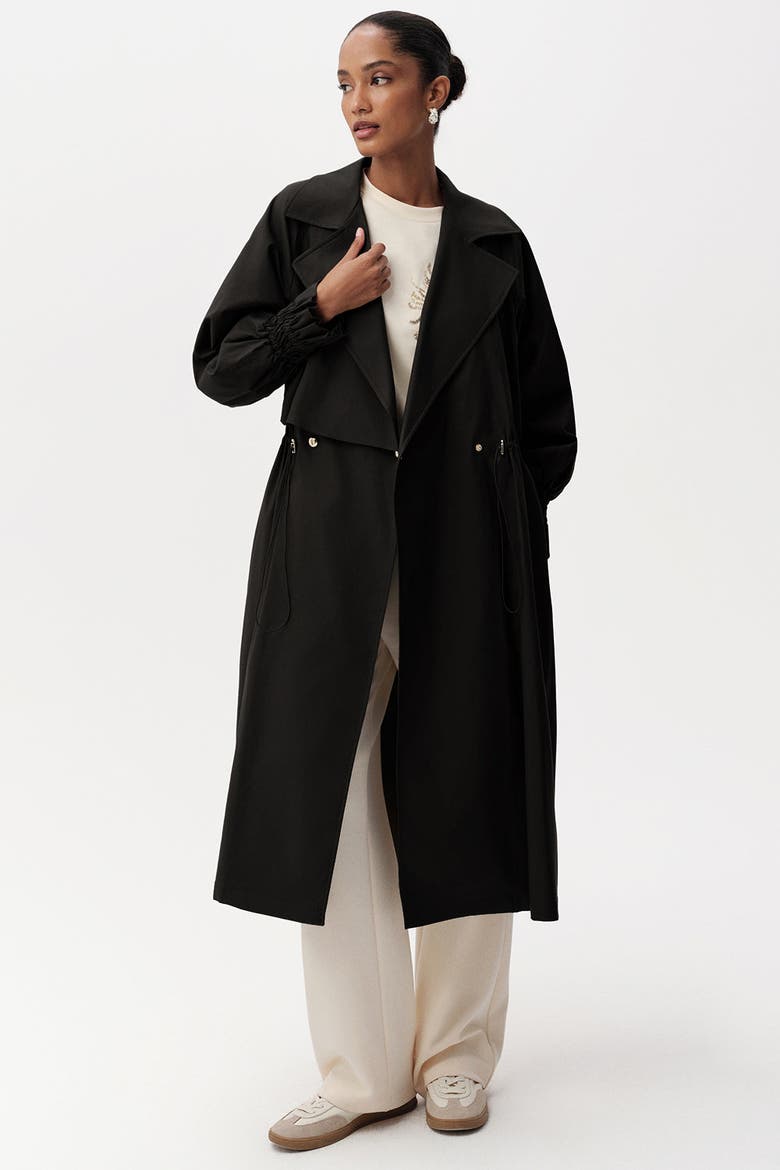 Daniele Belted Midi Trenchcoat, Alternate, color, BLACK