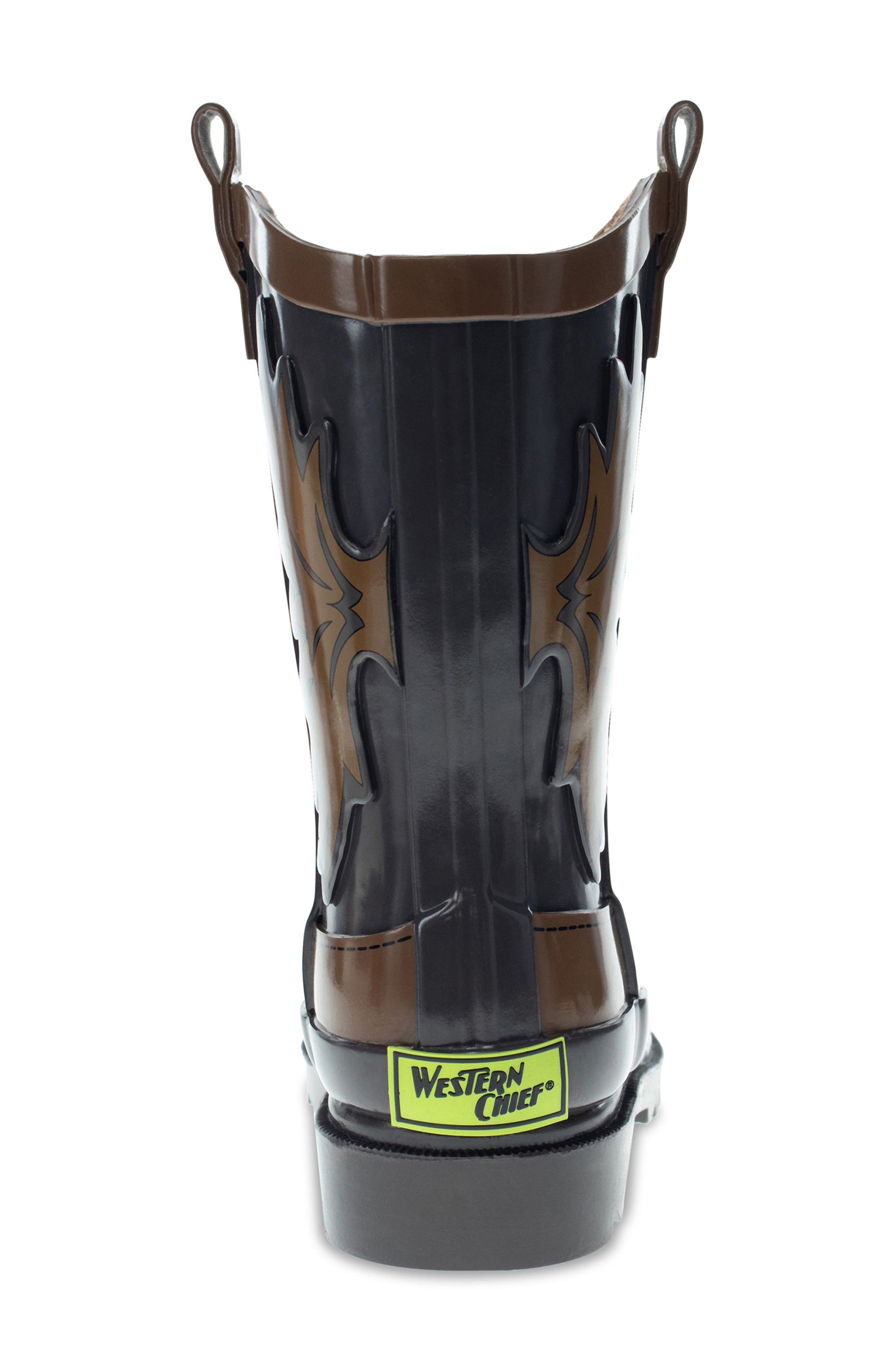 Western Chief Kids' Cowboy Waterproof Rain Boot, Alternate, color, Brown