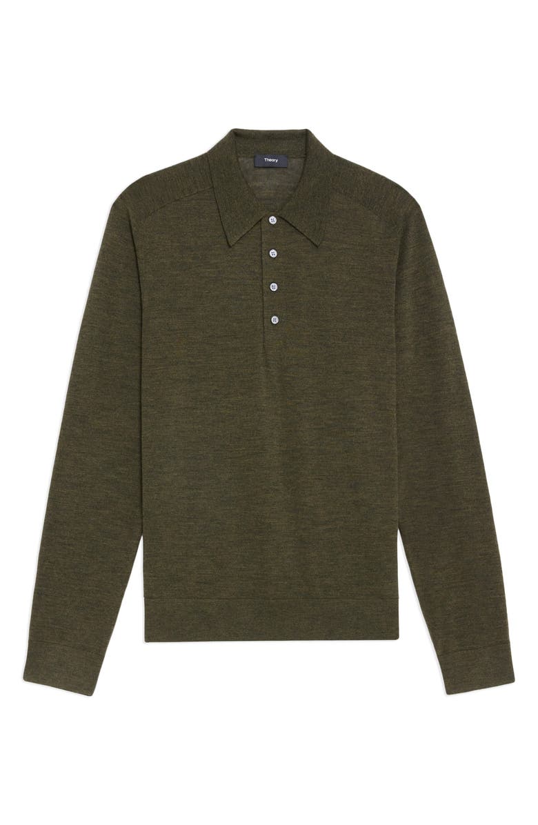 Theory Regal Long Sleeve Wool Blend Polo, Alternate, color, Hunter Green