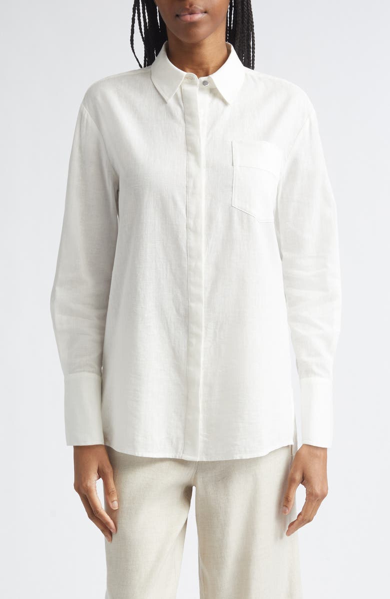 Toccin Riley Linen Blend Boyfriend Shirt, Main, color, 