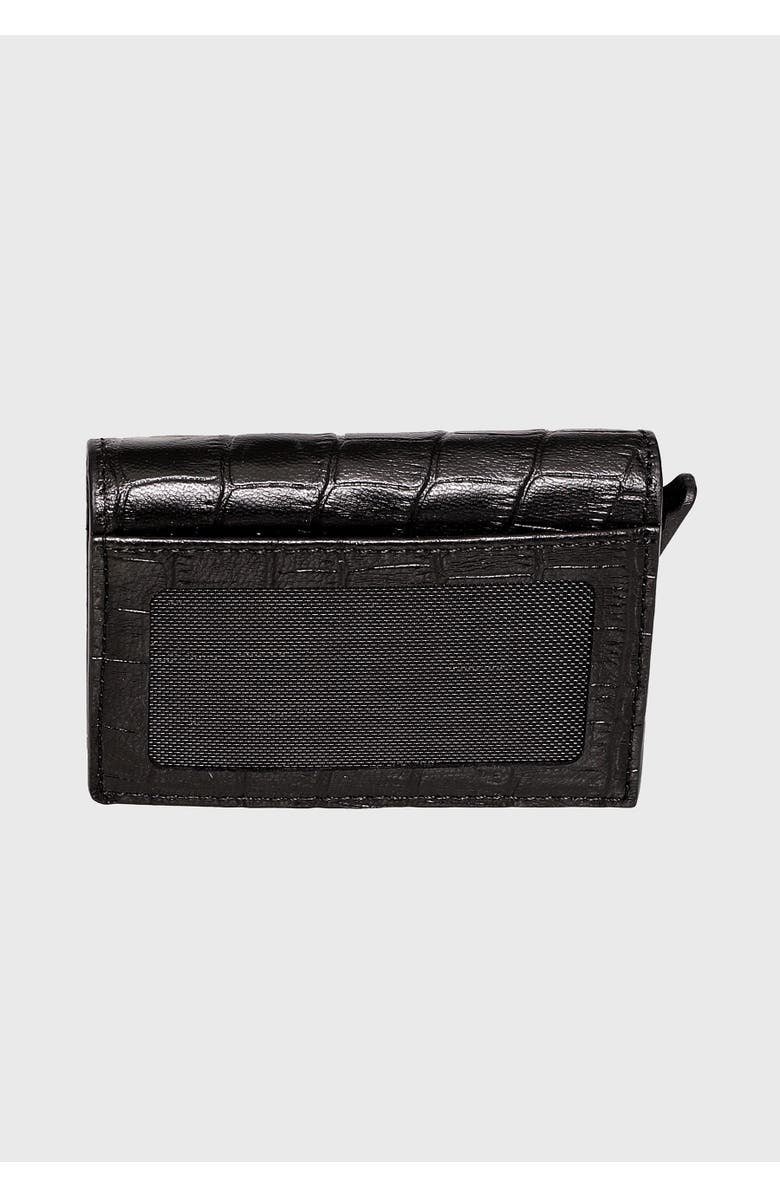 Furniq UK Genuine Leather Crocodile Pattern Trifold Card Holder, Alternate, color, Black Crocodile Pattern