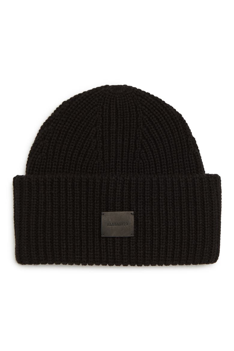 Half Cardigan Stitch Beanie, Main, color, BLACK