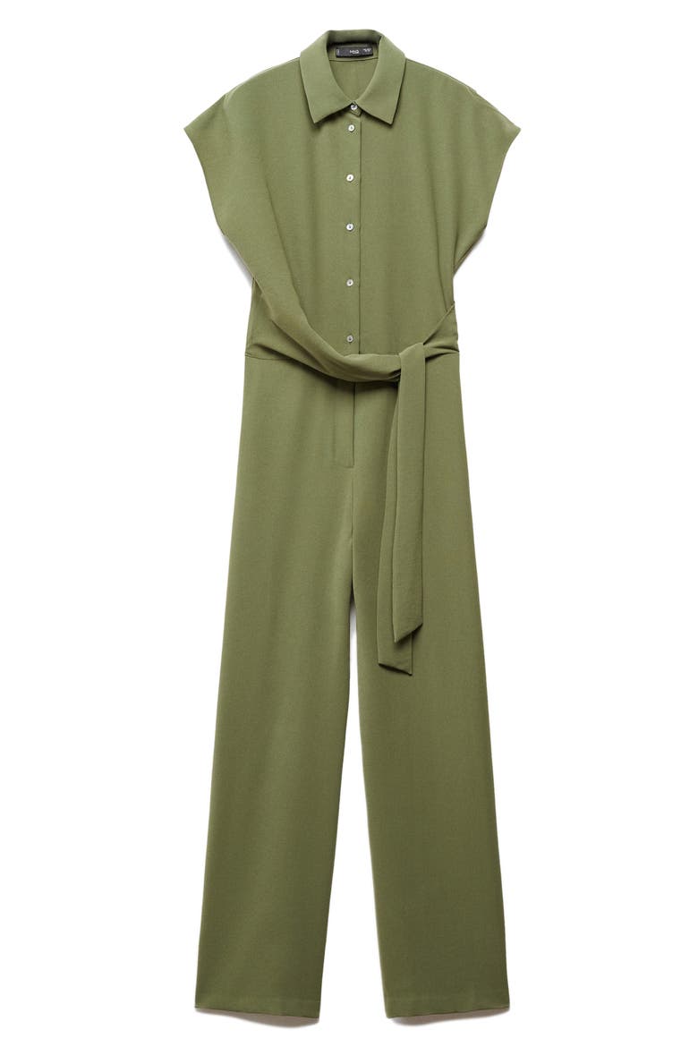 Tie Waist Wide Leg Jumpsuit, Alternate, color, GREEN