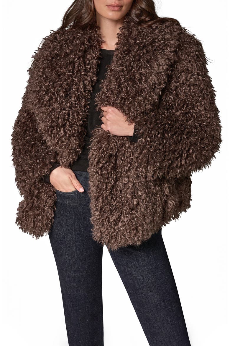 Faux Fur Shawl Collar Jacket, Main, color, ESPRESSO