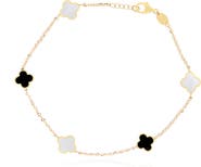The Lovery Fine Jewelry Mini Mother of Pearl and Onyx Mixed Clover Bracelet