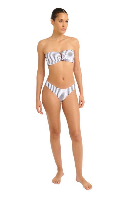Onia Towel Terry Sailor Stripe Lily Bikini Bottom in White/deep Navy at Nordstrom, Size Medium