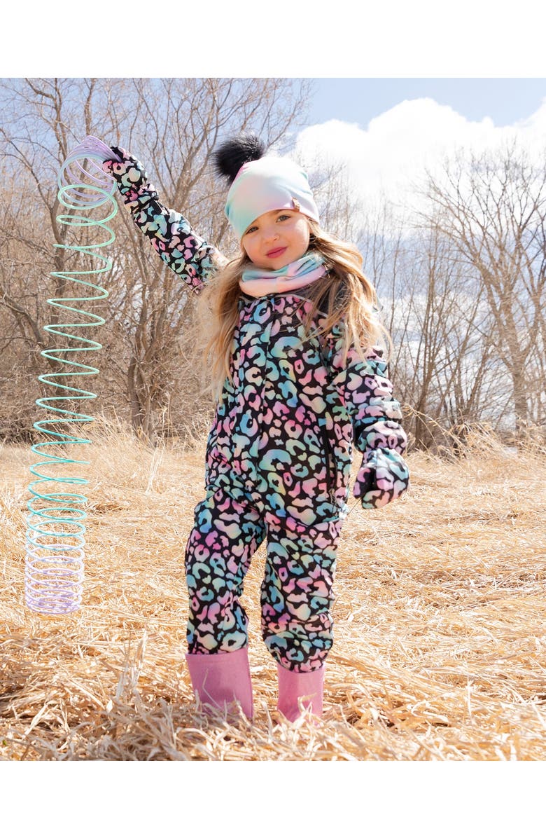Deux par Deux Kids Mid-Season Animal One-Piece Outerwear, Alternate, color, Black Animal Print