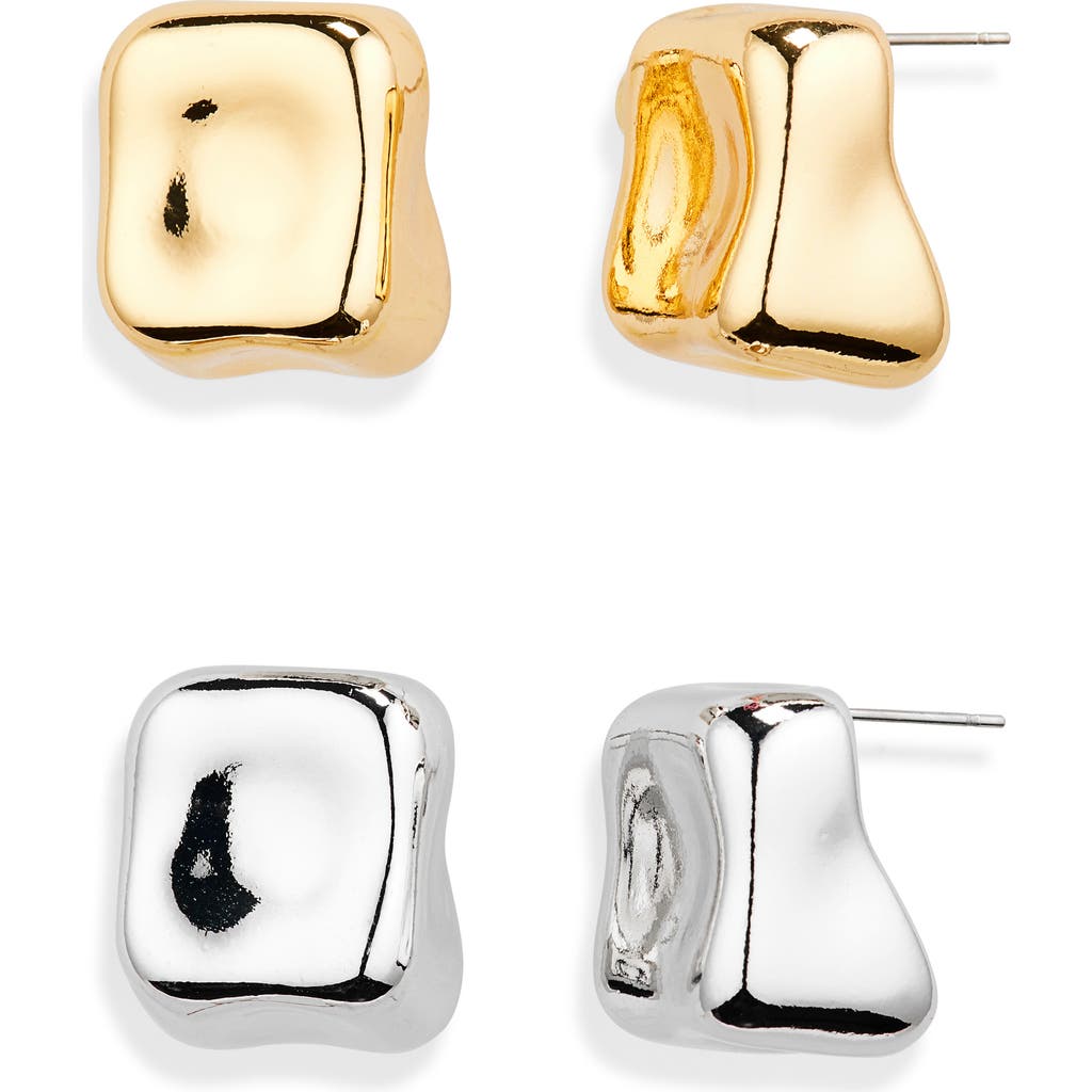 Tasha 2-pack Mixed Metal Stud Earrings In Gold/silver