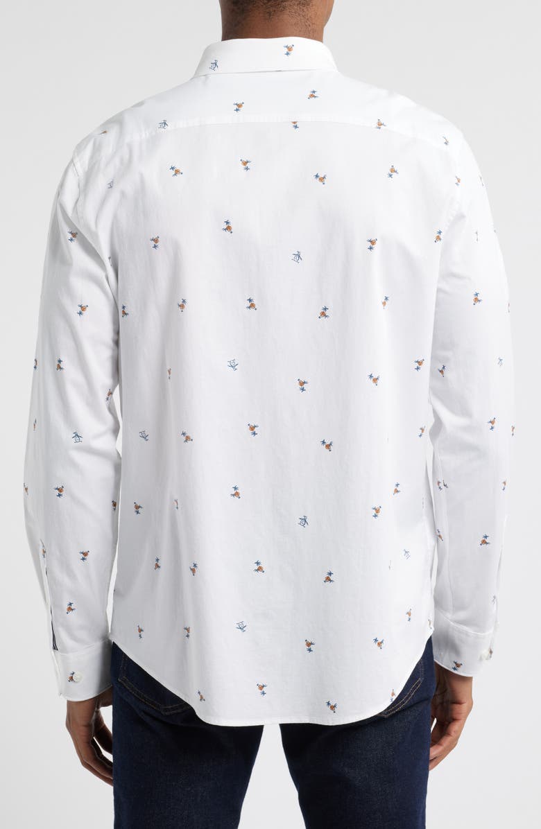 Original Penguin Tropical Motif Stretch Button-Down Shirt, Alternate, color,