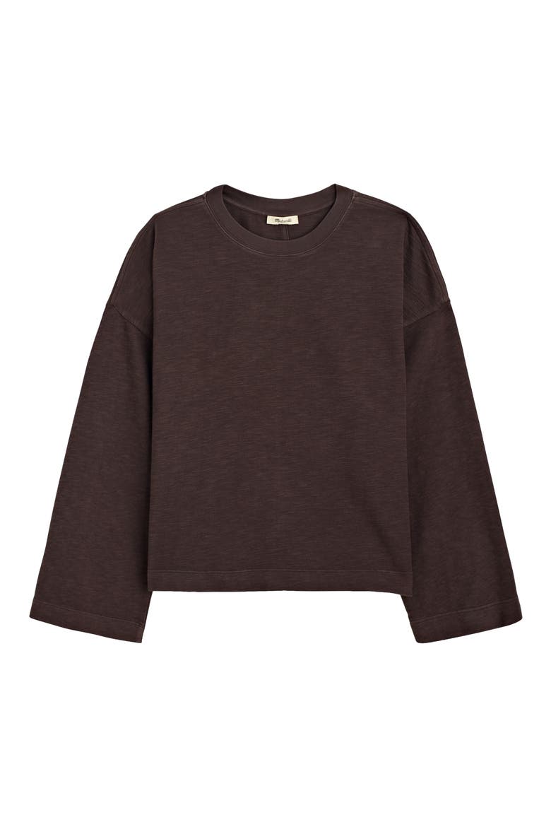 Sunday Slub Easy Crewneck Long Sleeve T-Shirt, Alternate, color, DARK COCOA