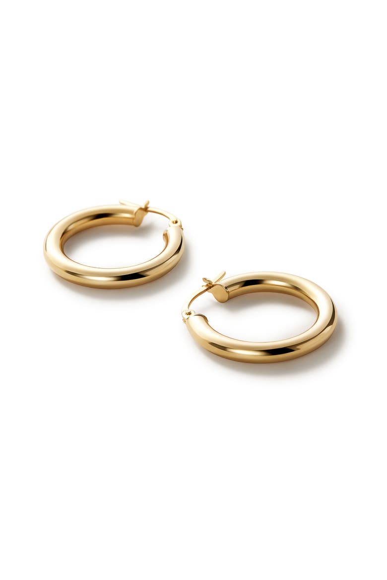 White Gold Hoop Earrings - White Gold Classic Hoops Medium, Alternate, color, Gold