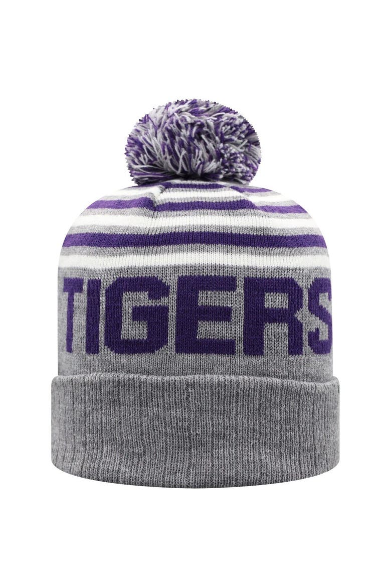 Men's Top of the World Heathered Gray LSU Tigers Ensuing Cuffed Knit Hat with Pom, Alternate, color, Heather Gray