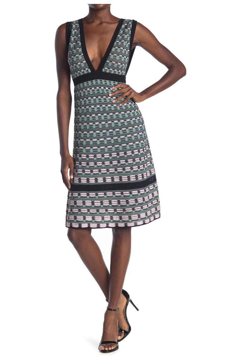 M Missoni Plunge Neck Patterned Dress, Main, color,