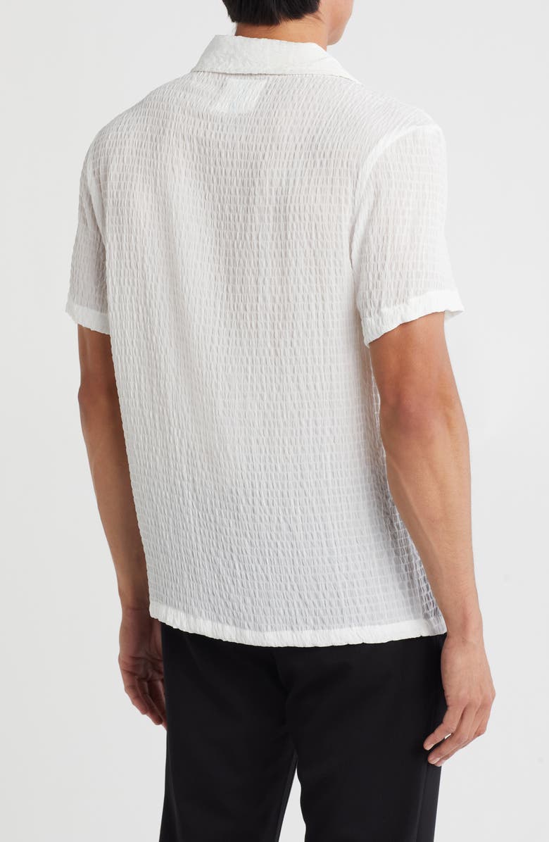 DENIM AND FLOWER Textured Knit Short Sleeve Button-Up Shirt, Alternate, color, White