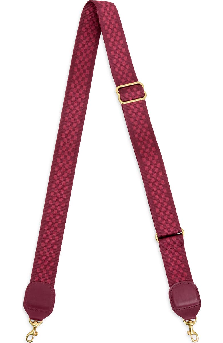 Clare V. Adjustable Crossbody Strap, Main, color, Tonal Plummy Checker