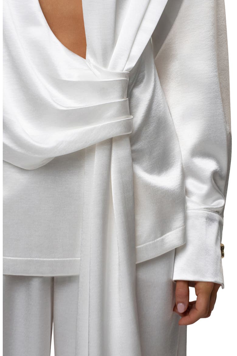 Statement Satin Drape Top, Alternate, color, WHITE