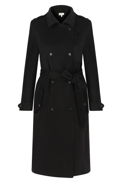Labeca London Black Wool Trench Coat In Black