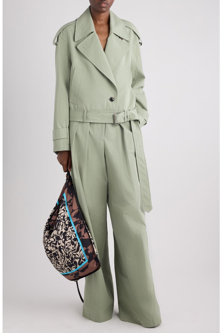Pleated Cotton Wide Leg Pants, Alternate, color, PISTACHE
