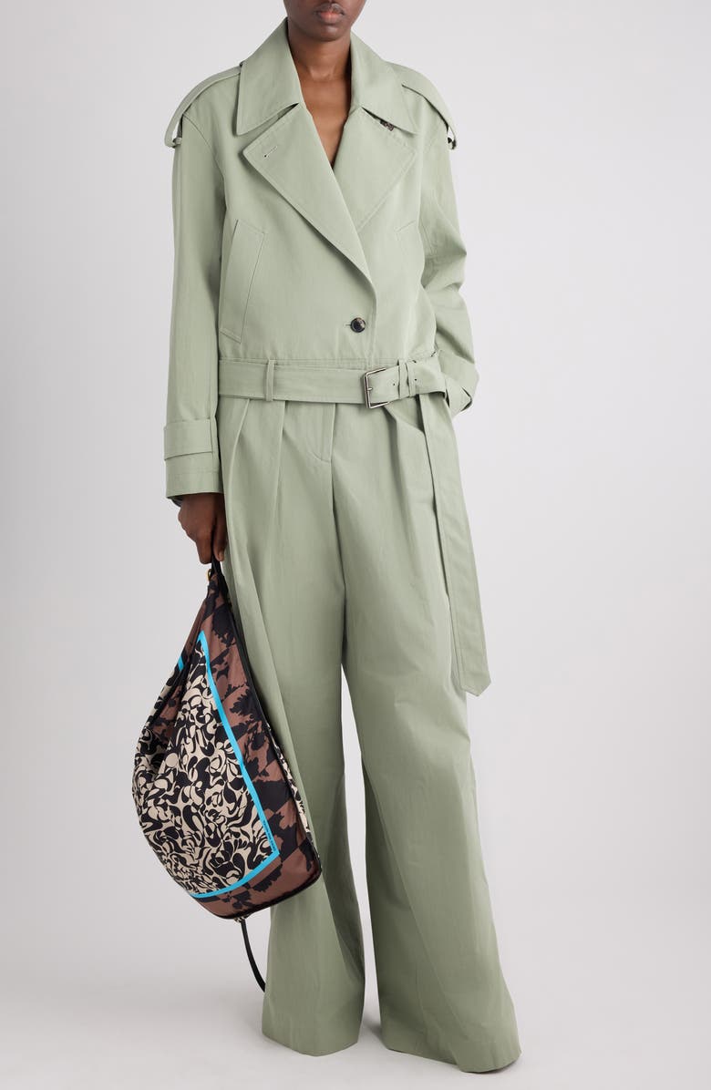 Dries Van Noten Washed Cotton Poplin Moto Jacket, Alternate, color, Pistache