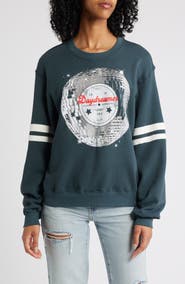 Daydreamer Disco Ball Varsity Cotton Graphic Sweatshirt