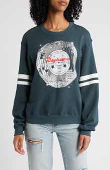 Daydreamer Disco Ball Varsity Cotton Graphic Sweatshirt