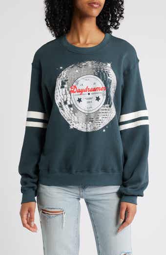 Daydreamer Disco Ball Varsity Cotton Graphic Sweatshirt