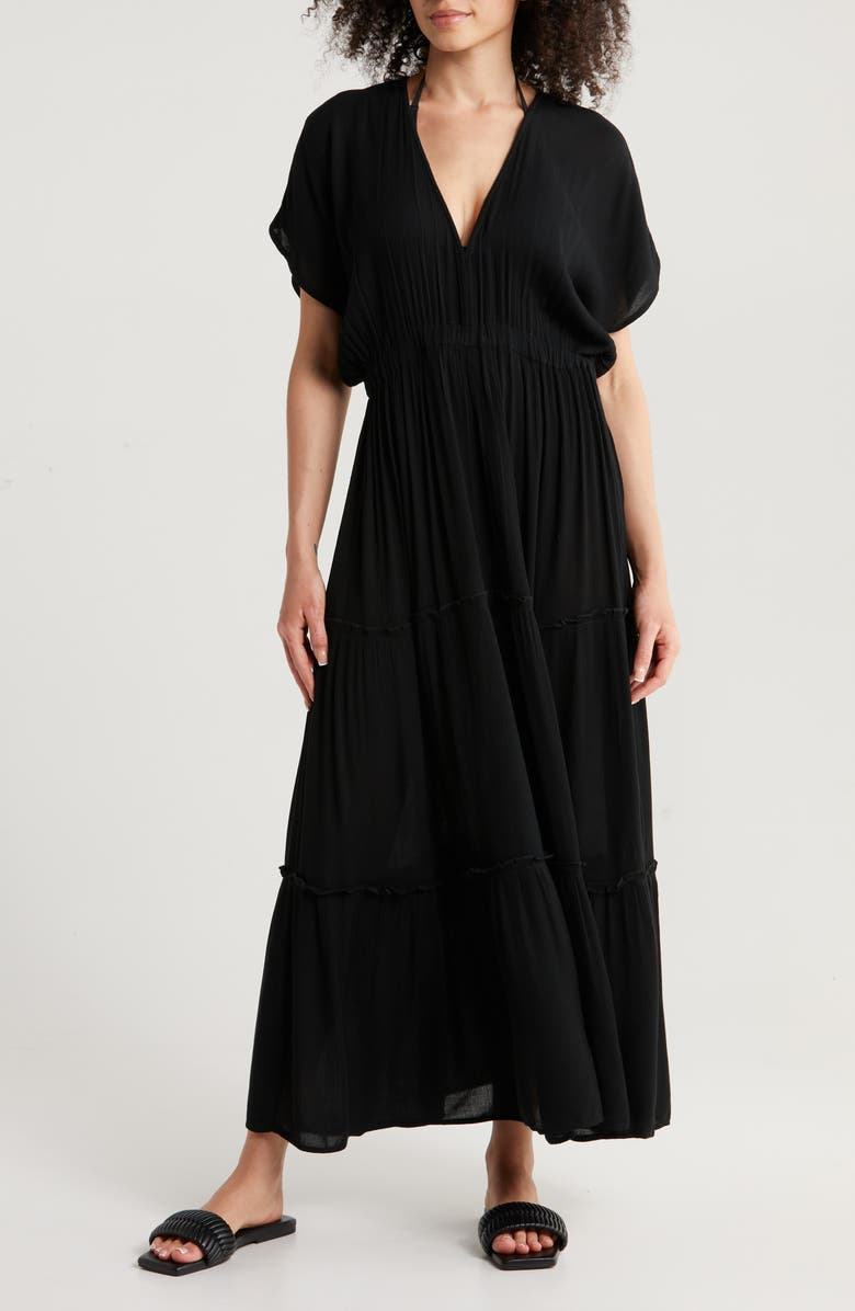 Elan Tiered Ruffle Maxi Cover-Up Dress, Main, color, 