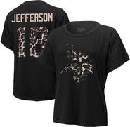 Majestic Threads Women's Majestic Threads Justin Jefferson Black Minnesota Vikings Leopard Player Name & Number T-Shirt