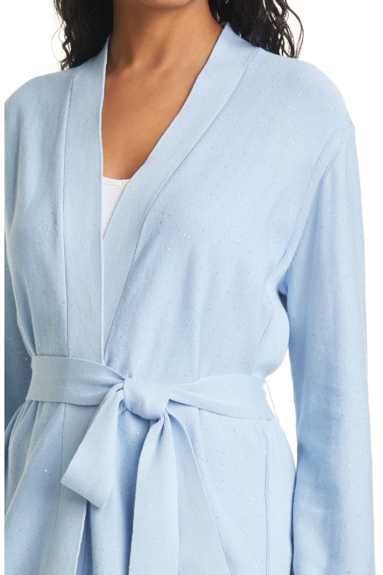 Tie Front Sequin Cardigan, Alternate, color, ICE BLUE