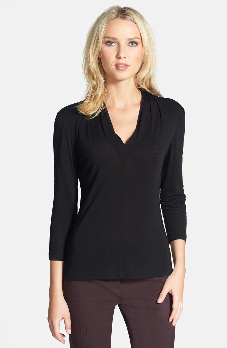 Lafayette 148 New York Pleated V-Neck Top, Main, color, 