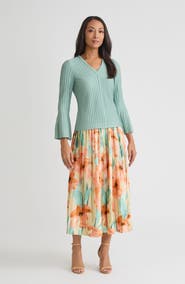 Misook Scalloped Ribbed Knit Bell Sleeve Top