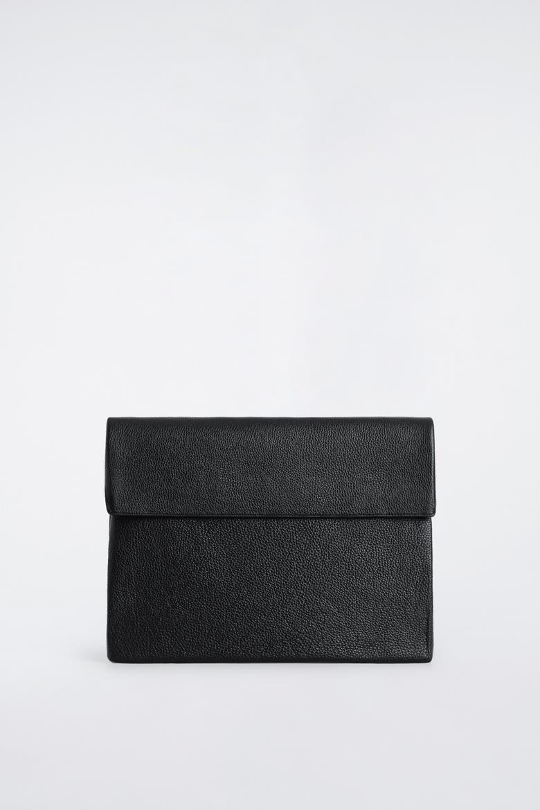 Envelope Laptop Sleeve - Leather, Alternate, color, BLACK