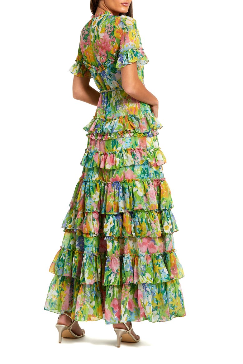 Petite Floral Tiered Chiffon Dress with Ruffle Detail, Alternate, color, Multi