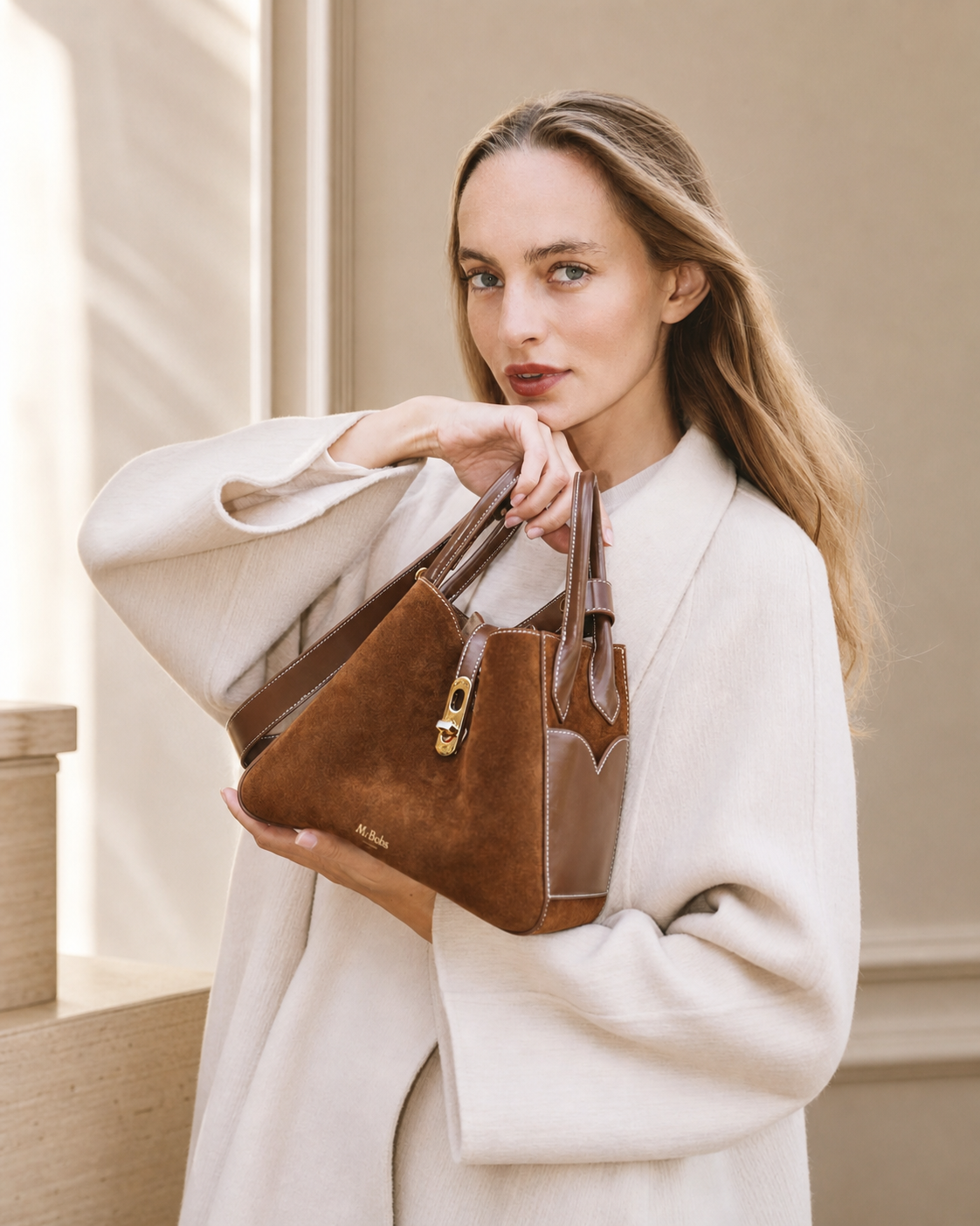 Cotswolds Genuine Suede Leather Shoulder Bag, Alternate, color, Brown