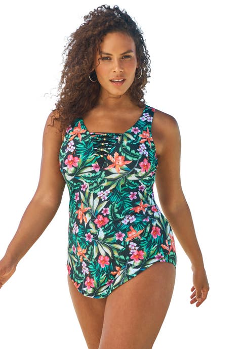 Sarong-Front Swimsuit (Plus)