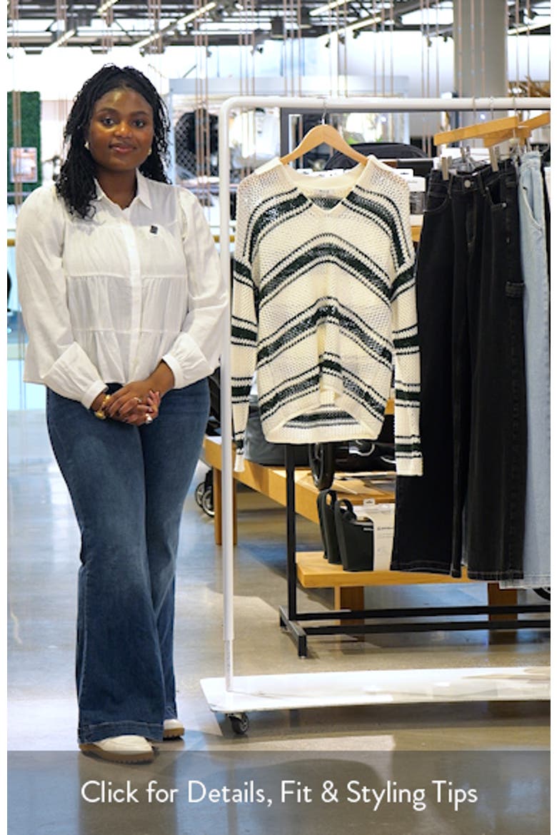 Stripe Johnny Collar Open Stitch Sweater video