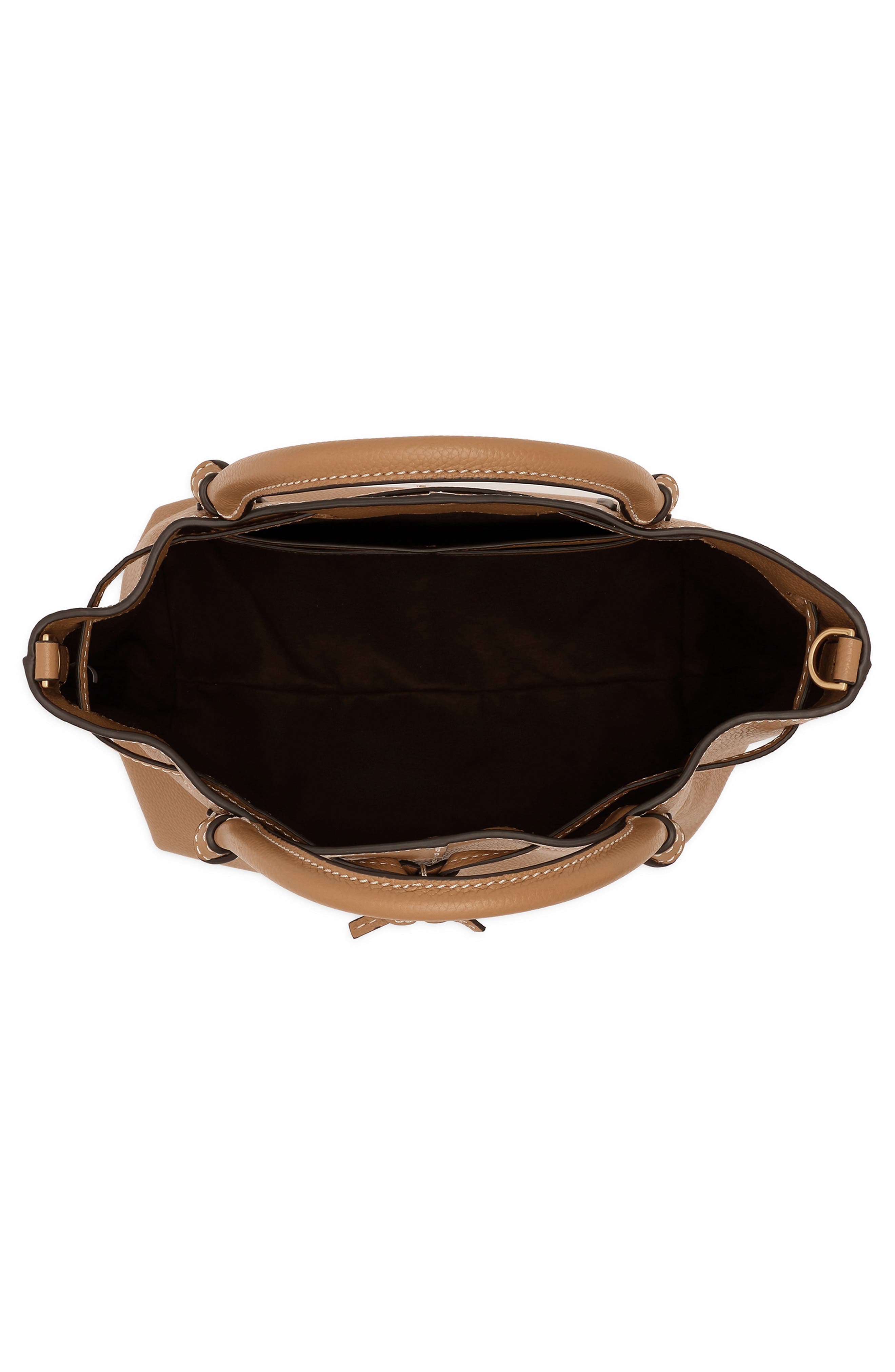 McGraw Small Drawstring Leather Satchel, Alternate, color, TIRAMISU