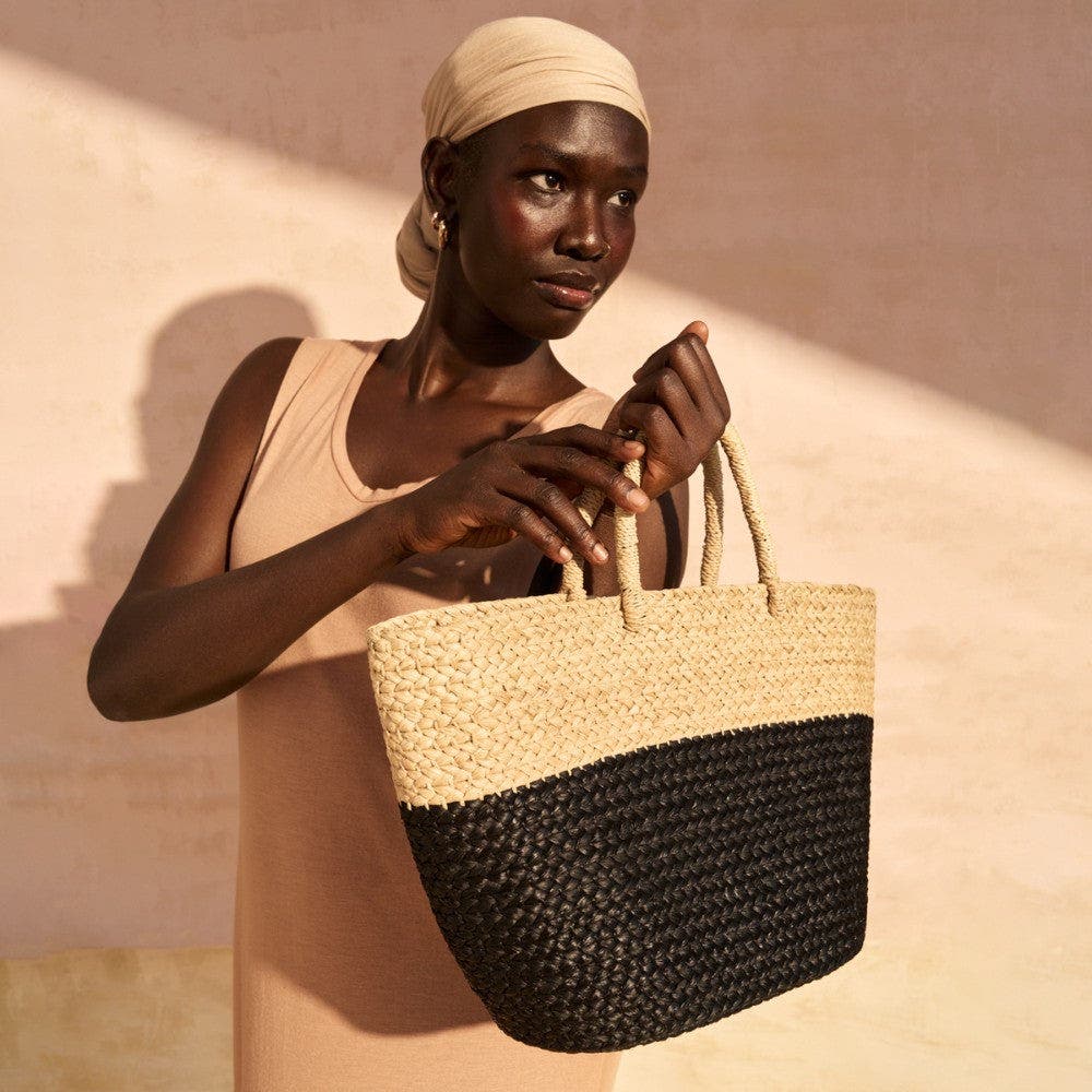 indego africa Ruru Two-Toned Signature Tote, Alternate, color, Black & Natural
