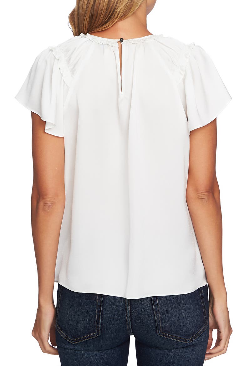 Flutter Sleeve Blouse, Alternate, color, ANTIQUE WHITE