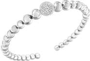 Haus of Brilliance Silver 1/6 Cttw Diamond Rondelle Graduated Ball Bead Cuff Bangle Bracelet